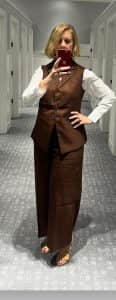 Personal Image Consultant Beth Divine recommends finding the right top to match with wider leg pants image shows Beth Divine