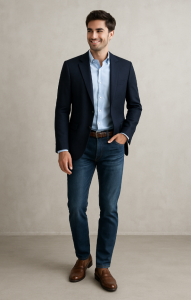 Keep your wardrobe youthful with Indianapolis Men's Styling tips from Beth Divine image shows smiling man in blazer