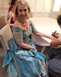 Work with Carmel Personal Stylist Beth Divine for wedding style image shows Beth wearing blue dress